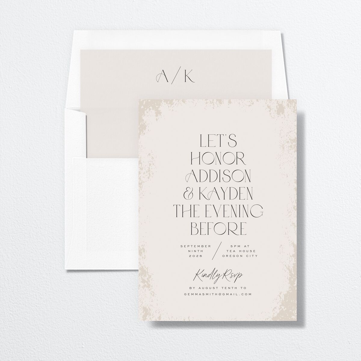 Metallic Edge Rehearsal Dinner Invitations Champagne Signature