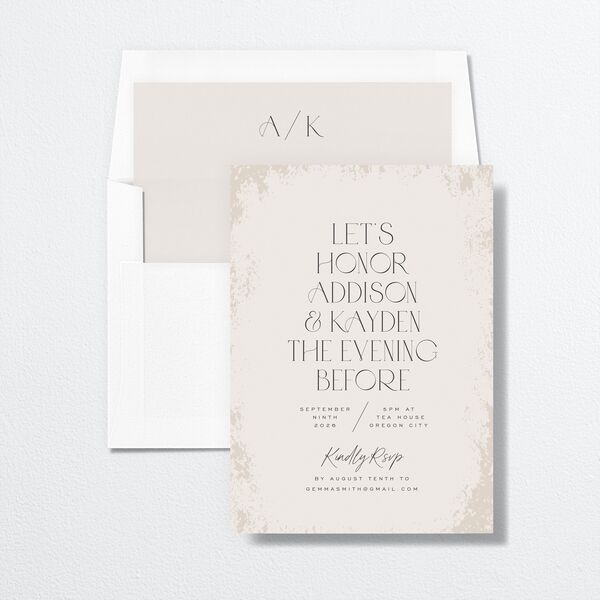 Metallic Edge Rehearsal Dinner Invitations Champagne Signature
