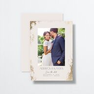 Metallic Edge Save the Date Cards Gold Champagne Signature smooth No
