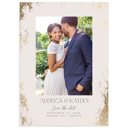 Metallic Edge Save the Date Cards Gold Champagne Signature smooth No