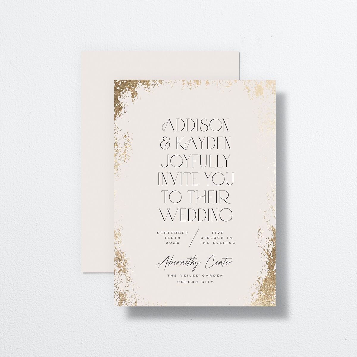 Metallic Edge Wedding Invitations Gold Champagne Signature No