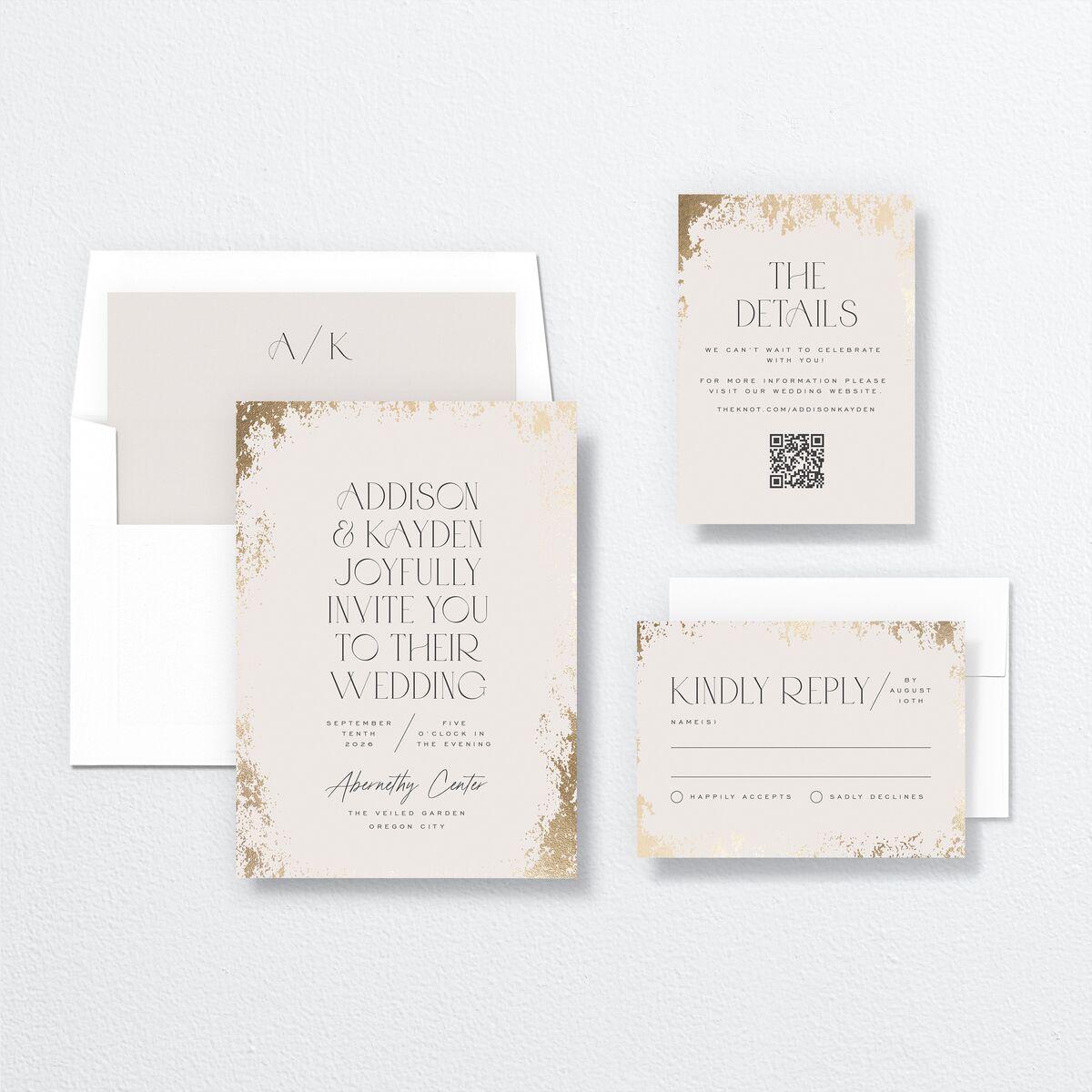 Metallic Edge Wedding Invitations Gold Champagne Signature No