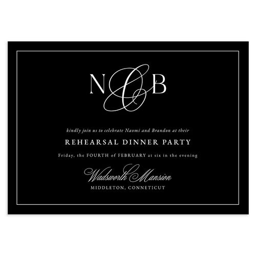 Romantic Ampersand Rehearsal Dinner Invitations Midnight Signature Blank Standard