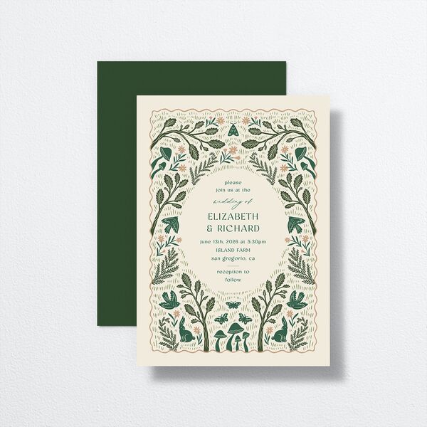 Woodland Whimsy Wedding Invitations Hunter Green Signature No