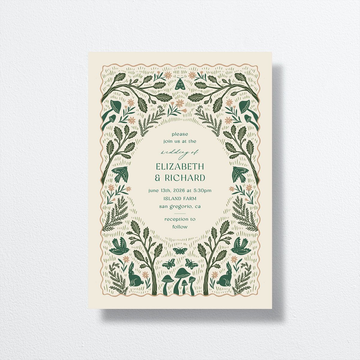 Woodland Whimsy Wedding Invitations Hunter Green Signature No