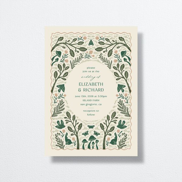 Woodland Whimsy Wedding Invitations Hunter Green Signature No