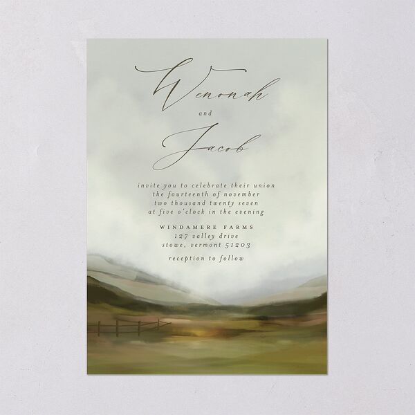 Western Valley Wedding Invitations Sage Signature Blank No Standard
