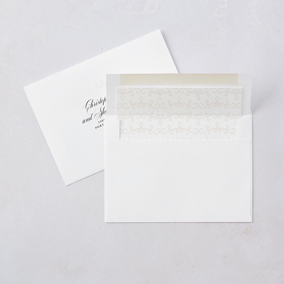 Monogram Flourish Foil Wedding Invitations Pure White Gold Signature Blank No Standard