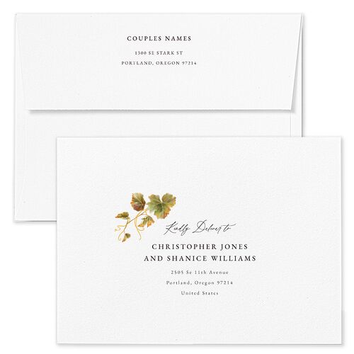 Romantic Vineyard Wedding Invitation Envelopes Terracotta Standard Rust Both Recipient and Return Addresses Signature