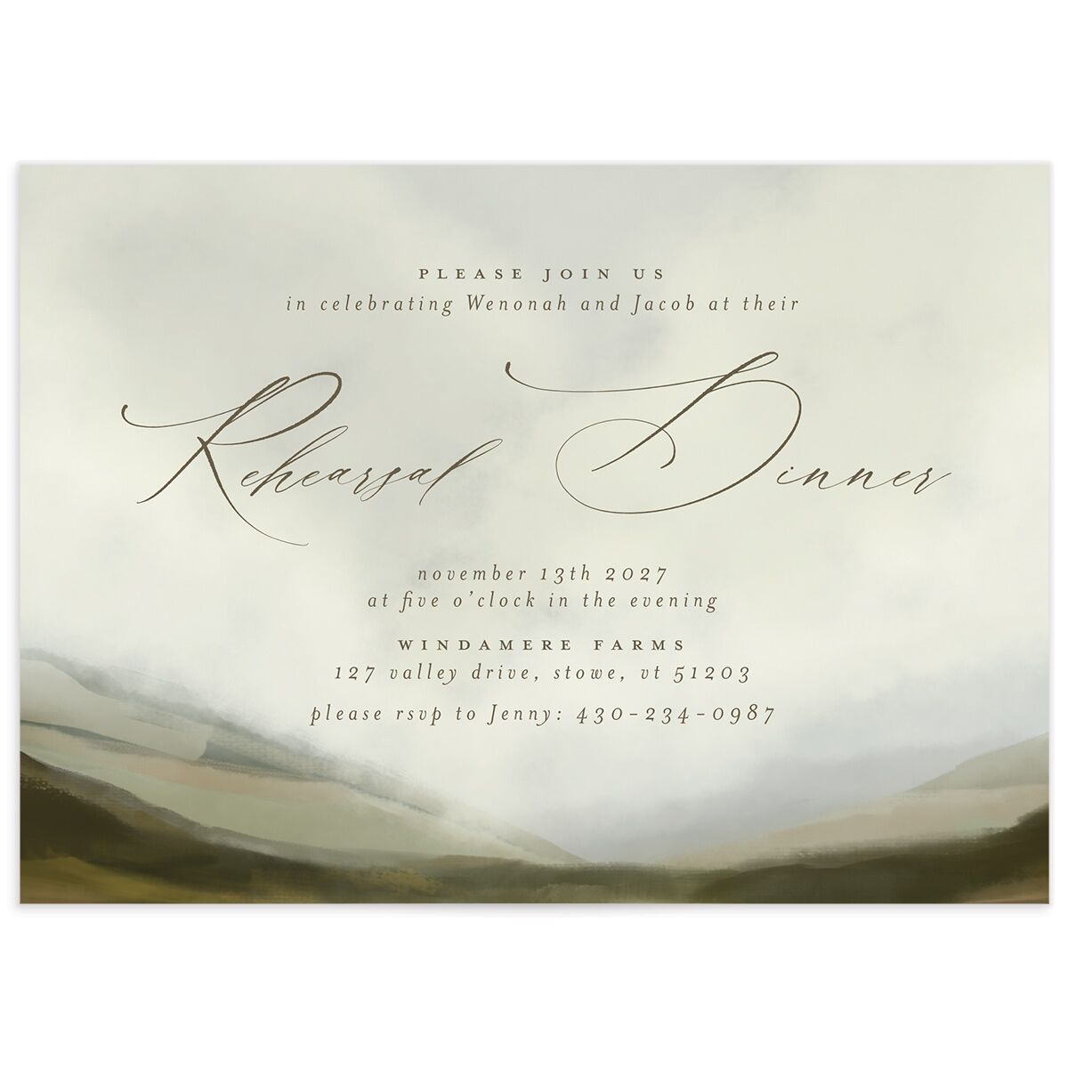 Peaceful Valley Rehearsal Dinner Invitations