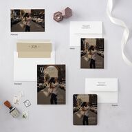 Connected Monogram  Save the Date Postcards Cream