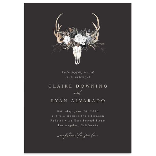 Gothic Antlers Wedding Invitations Charcoal Signature Blank No Standard
