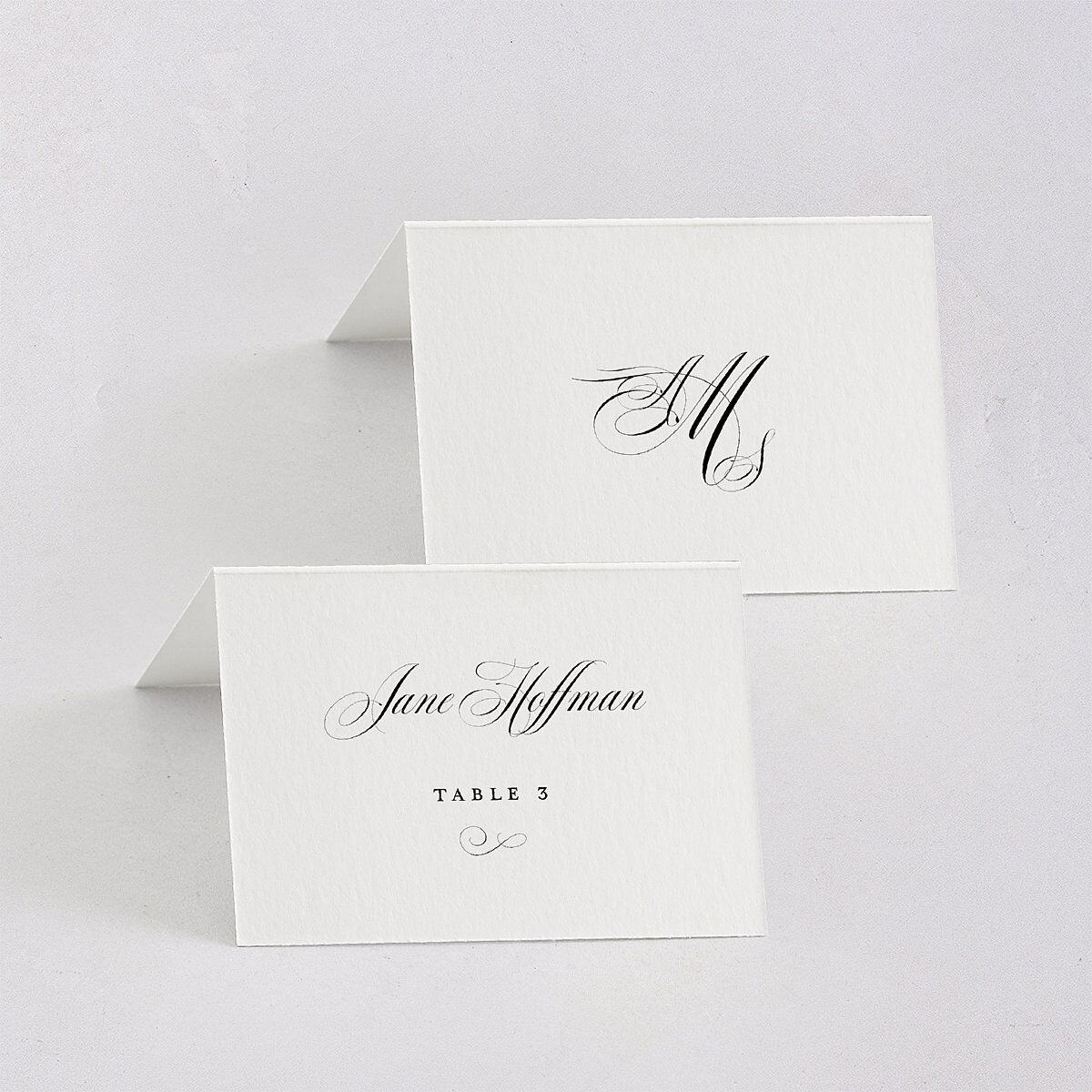 Classic Black Tie Place Cards Pure White Signature