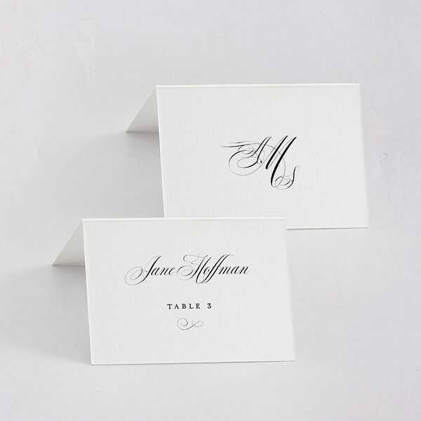 Classic Black Tie Place Cards Pure White Signature