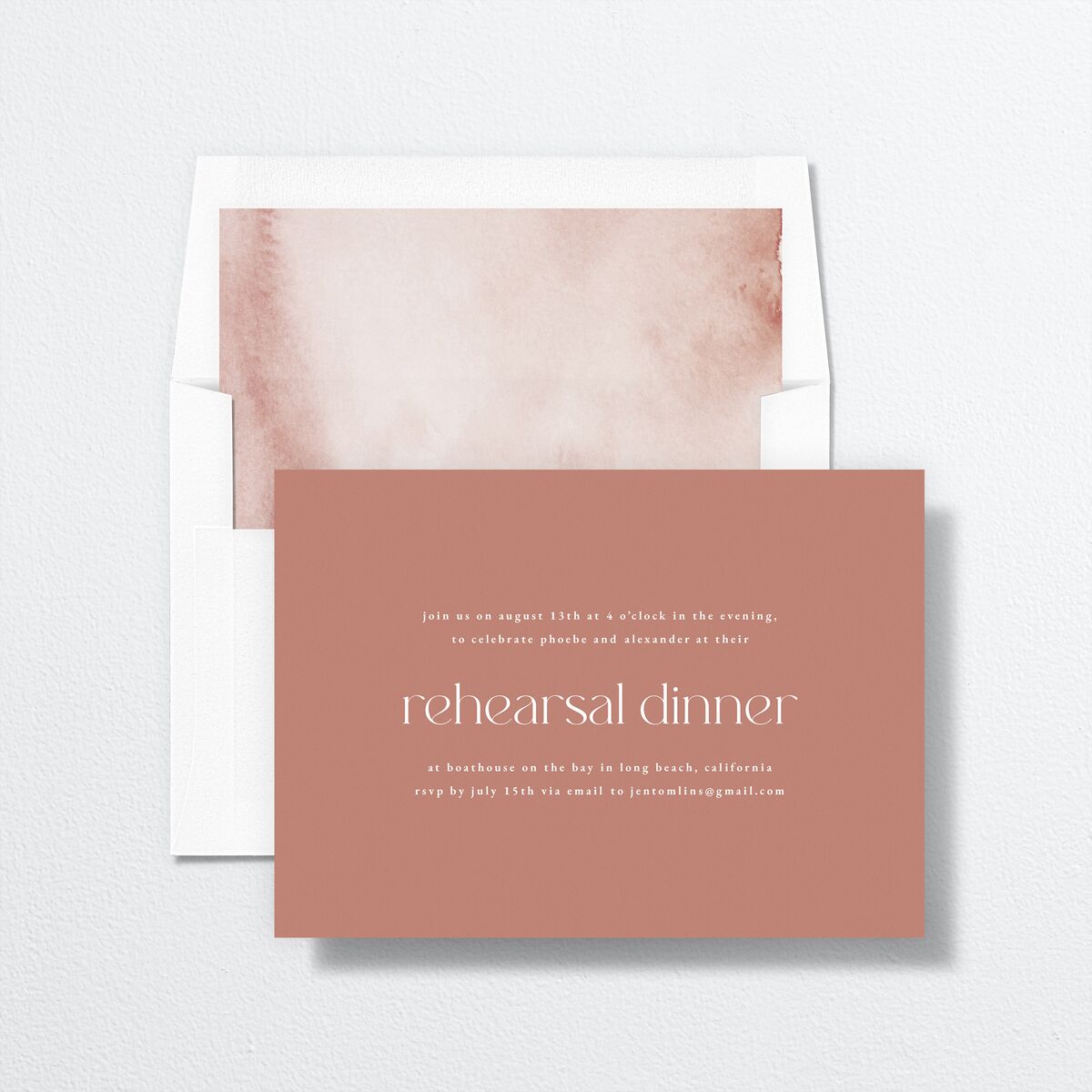 Striking Scene Rehearsal Dinner Invitations Dusty Rose Signature Standard