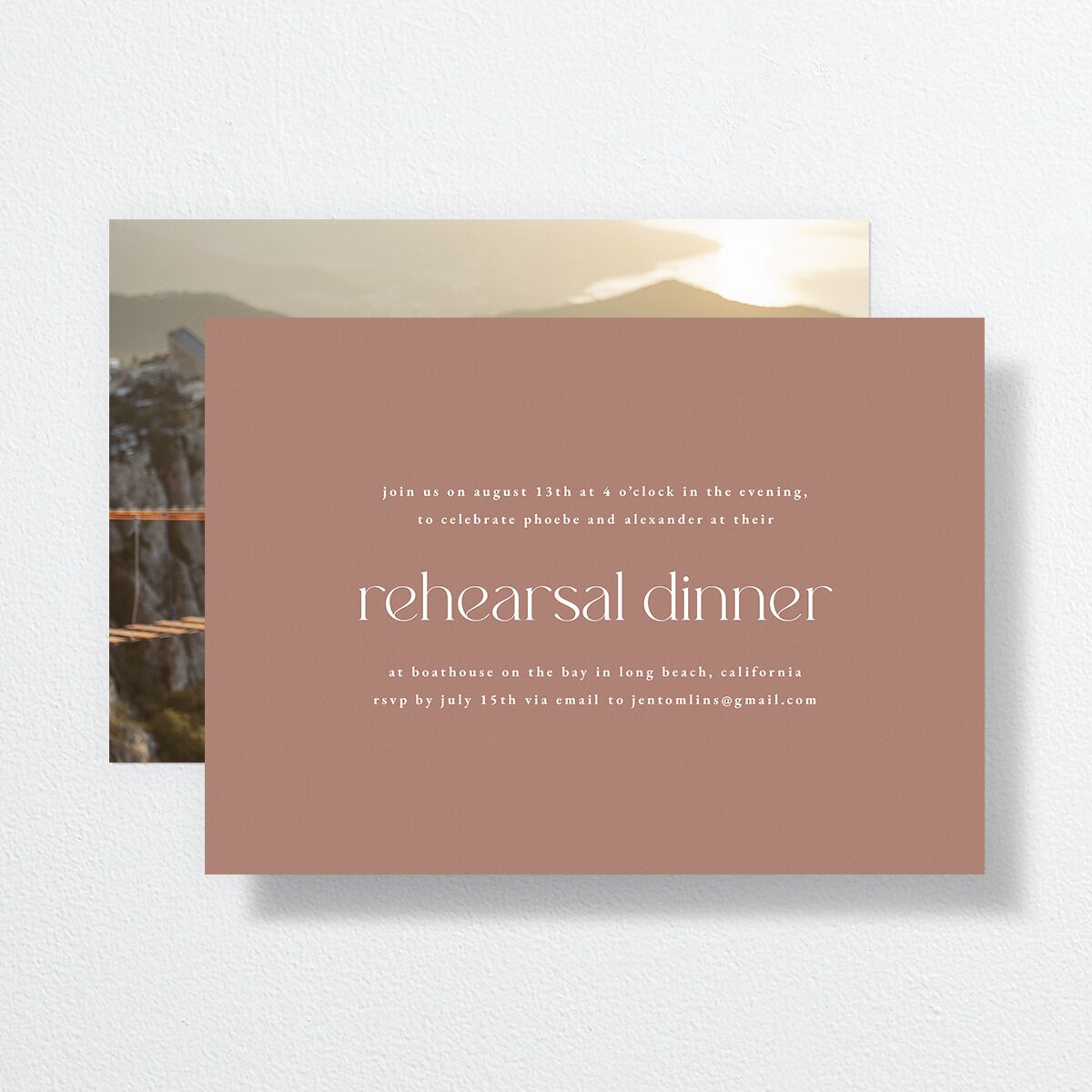 Striking Scene Rehearsal Dinner Invitations Dusty Rose Signature Standard