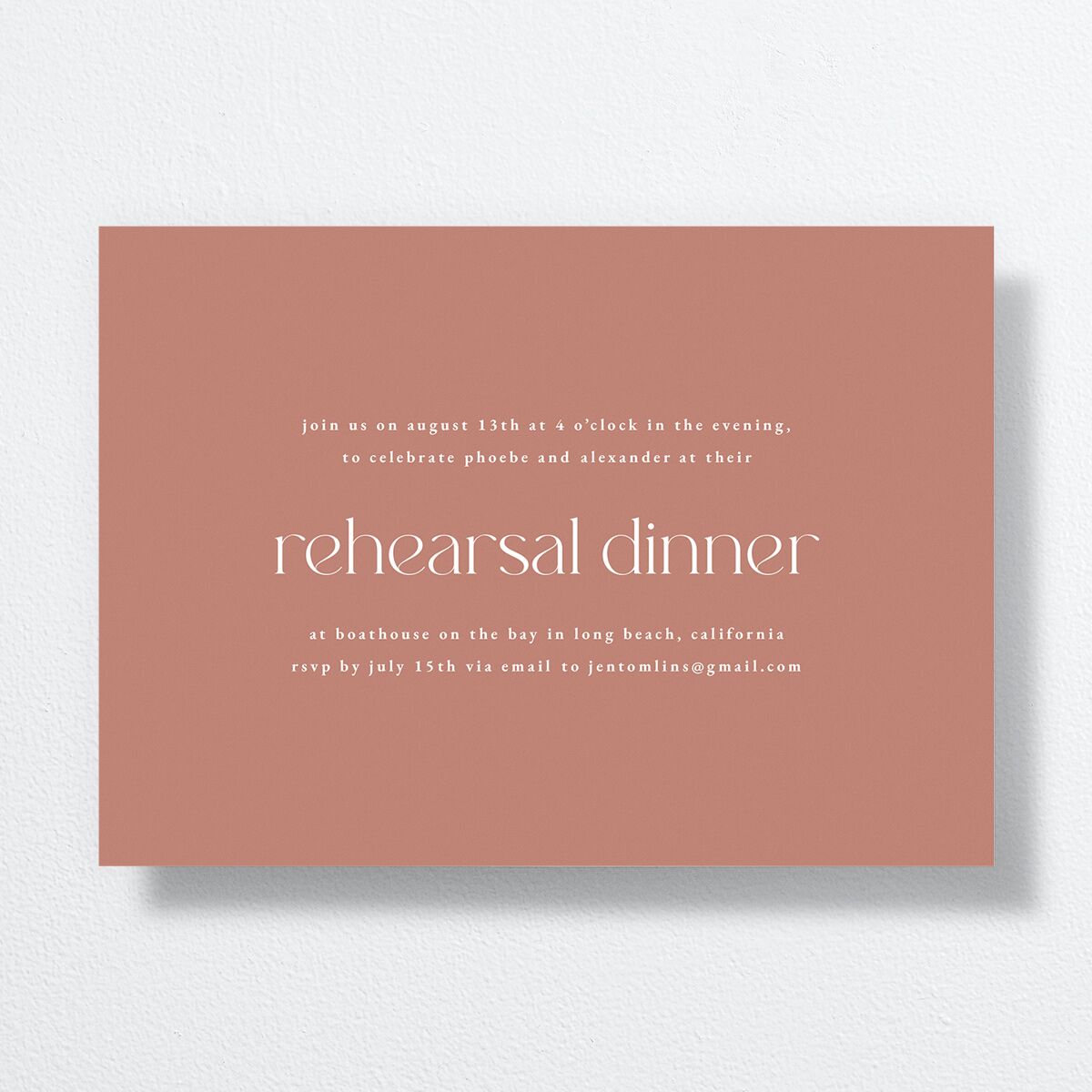 Striking Scene Rehearsal Dinner Invitations Dusty Rose Signature Standard