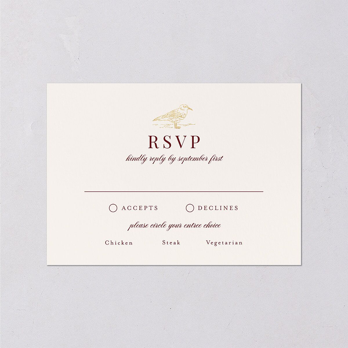 Elegant Lighthouse Foil Wedding Response Cards Gold Maroon Signature Standard