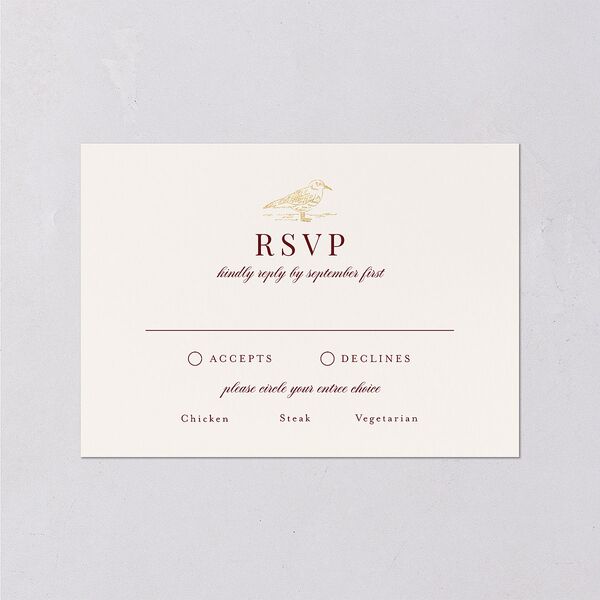 Elegant Lighthouse Foil Wedding Response Cards Gold Maroon Signature Standard
