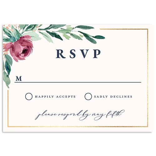 Gilded Botanical Foil Response Card Gold Moody Blue Signature Standard
