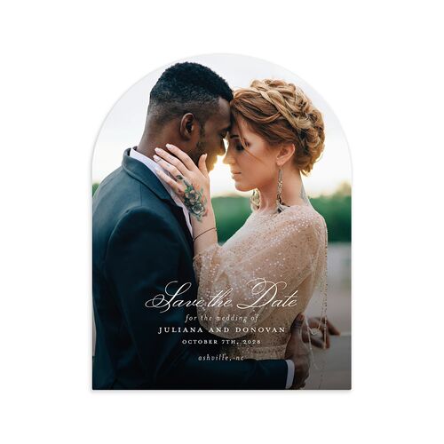 Medieval Castle Save the Date Petite Cards Rose Gold Signature smooth Blank No Arch
