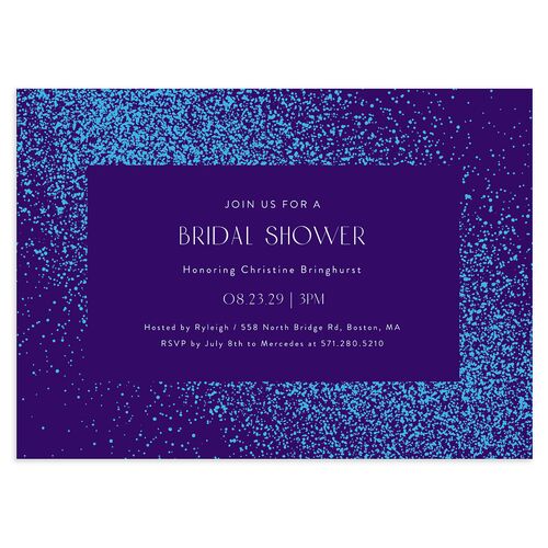 Shimmering Frame Bridal Shower Invitations Royal Blue Signature Blank Standard