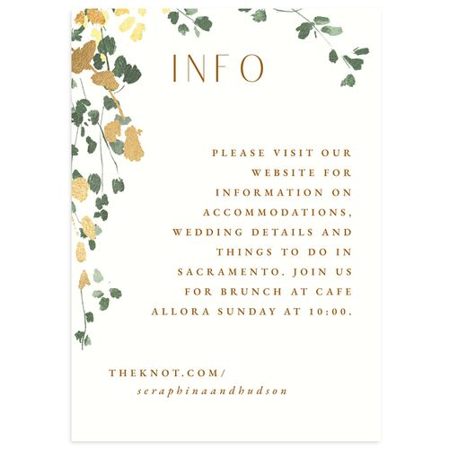 Cascading Florals Wedding Enclosure Cards Gold Daffodil Signature