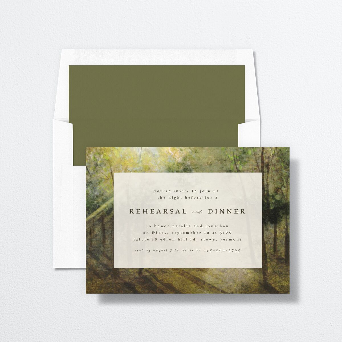 Enchanted Forest Rehearsal Dinner Invitations Dark Camo Signature