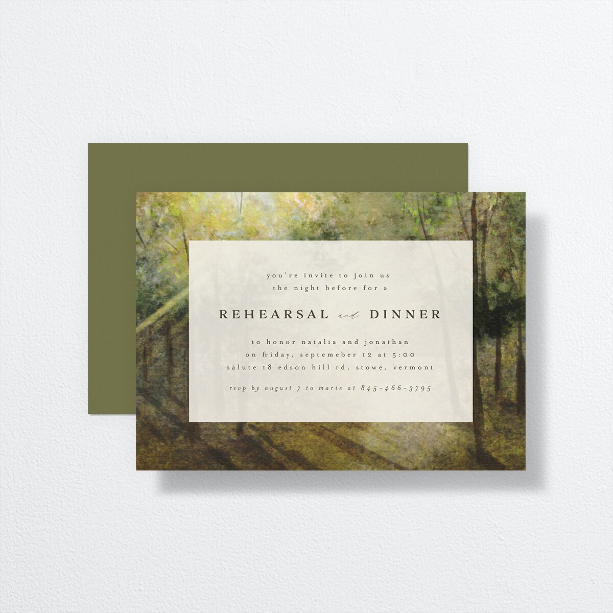 Enchanted Forest Rehearsal Dinner Invitations Dark Camo Signature