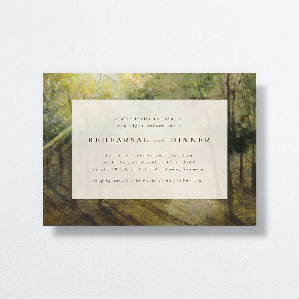Enchanted Forest Rehearsal Dinner Invitations Dark Camo Signature