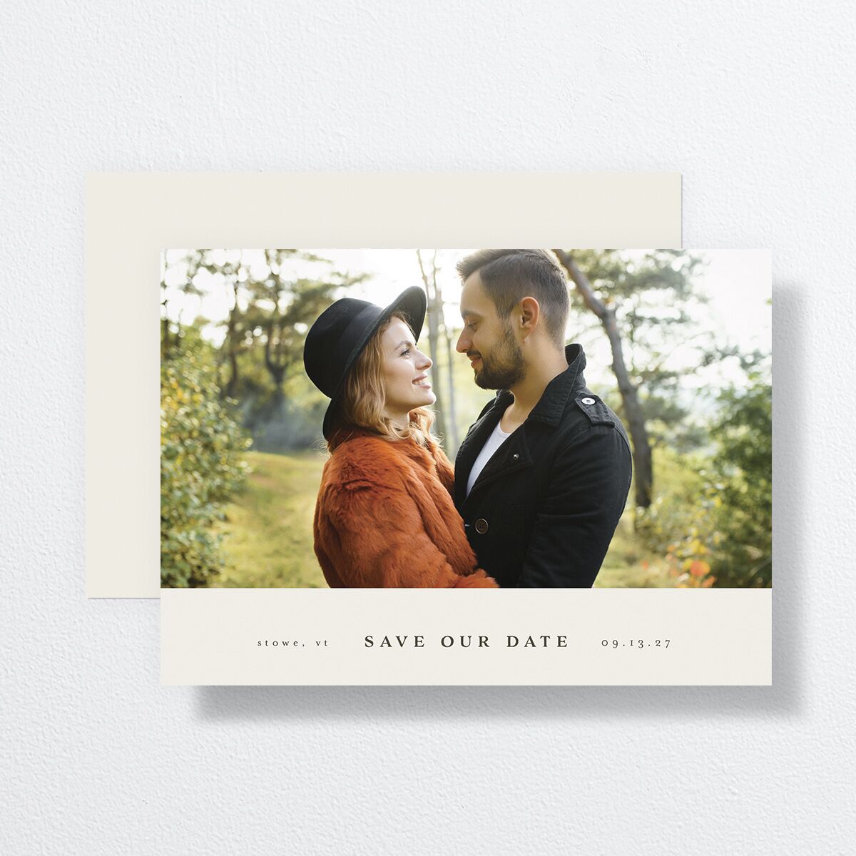 Enchanted Forest Save the Date Cards Dark Camo Signature smooth No