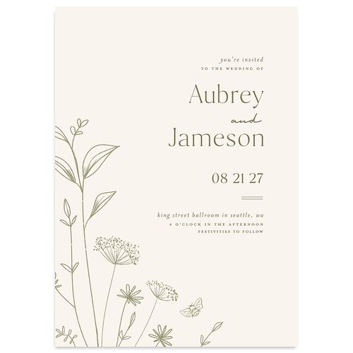 Simple Modern Wildflowers Wedding Invitations Dark Camo Signature Blank No Standard