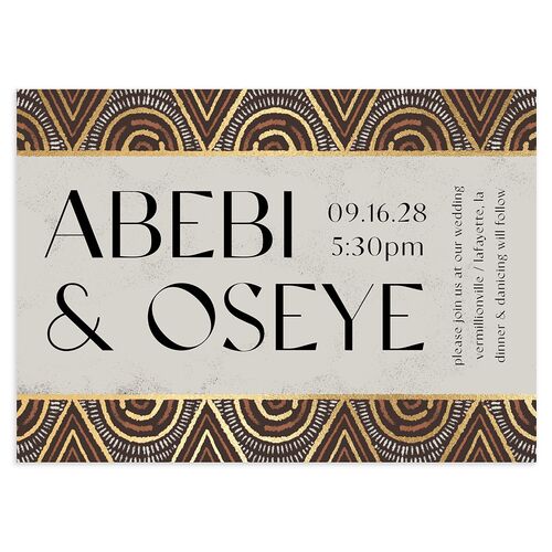 Gilded Sahara Pattern Wedding Invitations Gold Deep Bronze Signature Blank No Standard