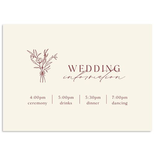 Simple Boho Flowers Wedding Enclosure Cards Raspberry Signature