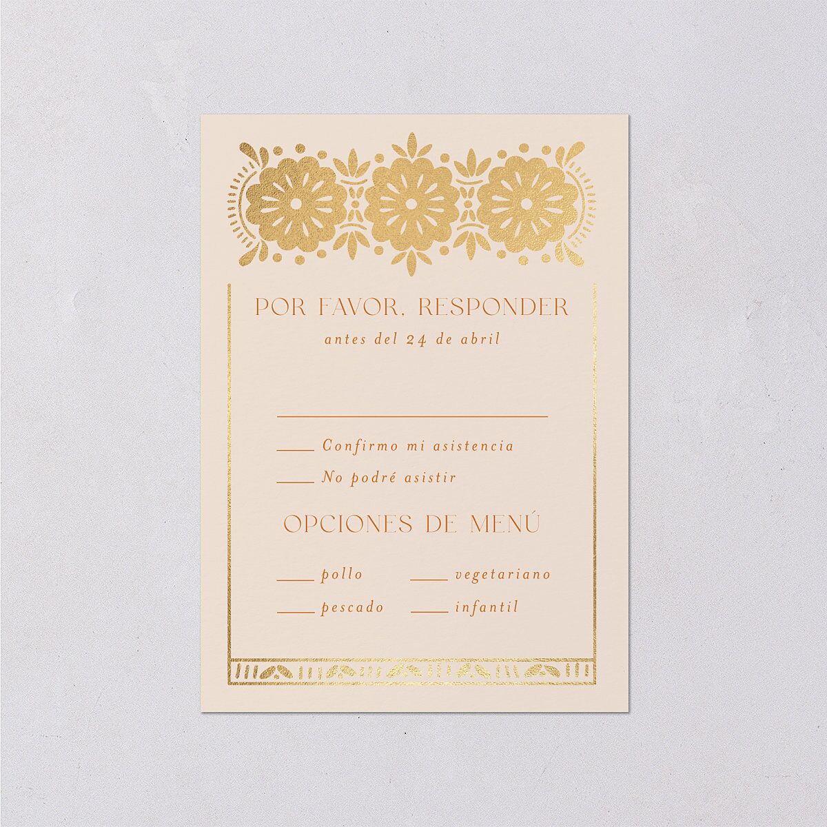 Hacienda Elegante Wedding Response Cards Gold Cinnamon Signature Standard