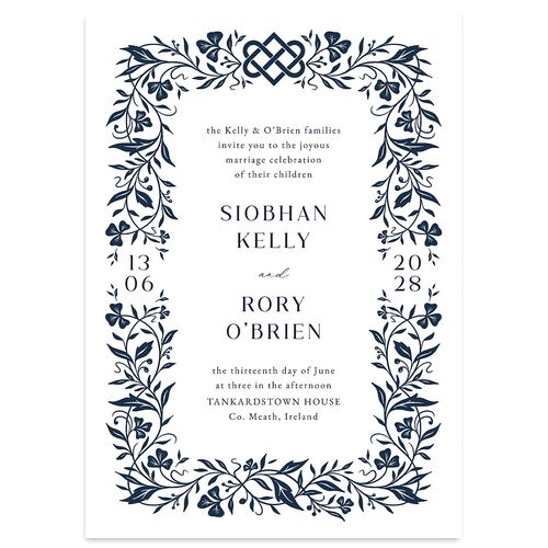 Celtic Knot Wedding Invitations Navy Signature Blank No Standard