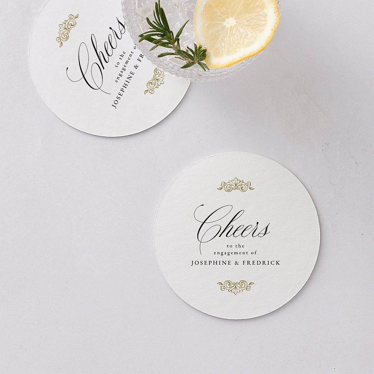 Black Tie Crest Engagement Party Wedding Day Coasters Pure White Cardboard Circle