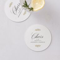 Black Tie Crest Engagement Party Wedding Day Coasters Pure White Cardboard Circle