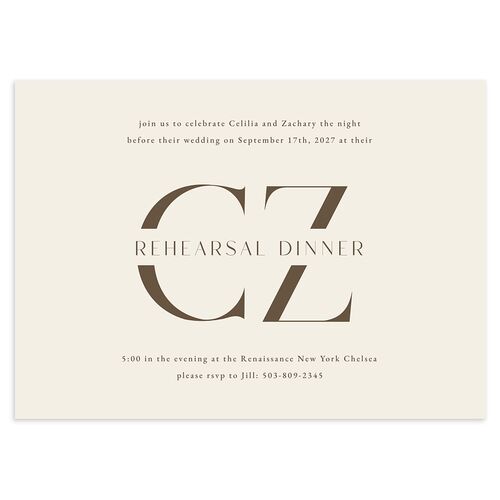 Simple Modern Monogram Rehearsal Dinner Invitations Falcon Signature Blank Standard