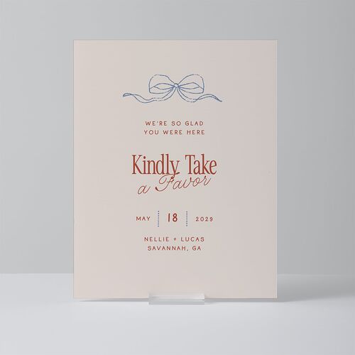 Modern Delicate Bows Standard Favor Tabletop Sign Small Jewel Red Standard Outdoor Corrugated S Tabletop Favor