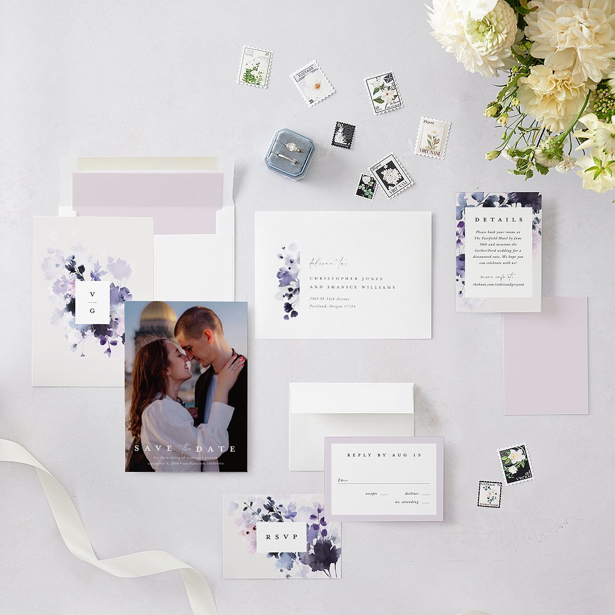 Ethereal Floral Save The Date Cards — view 6