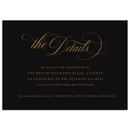 Exquisite Calligraphy Wedding Event Detail Cards Midnight Signature Standard