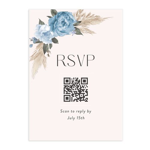 Bohemian Bouquet QR Code RSVP Cards Dusty Blue Signature Standard