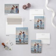 Modern Script Names Save the Date Petite Cards Shadow Gray Signature smooth Blank No Standard