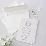 Elegant Garland Crest Wedding Invitations Sapphire Signature Blank No Standard
