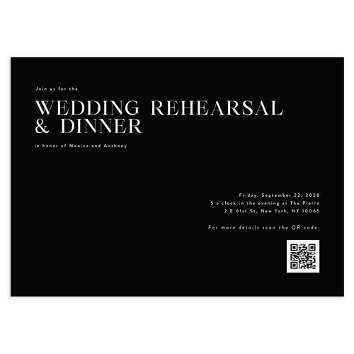 Simple Editorial Photo Rehearsal Dinner Invitations Midnight Signature Blank Standard