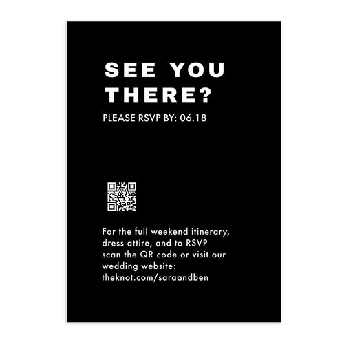 Cinematic Love Story QR Code RSVP Cards Charcoal Signature Standard