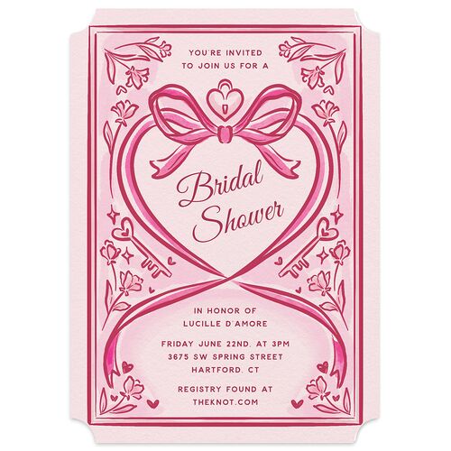 Vintage Heart Locket Bridal Shower Invitations Lily Signature Blank Ticket