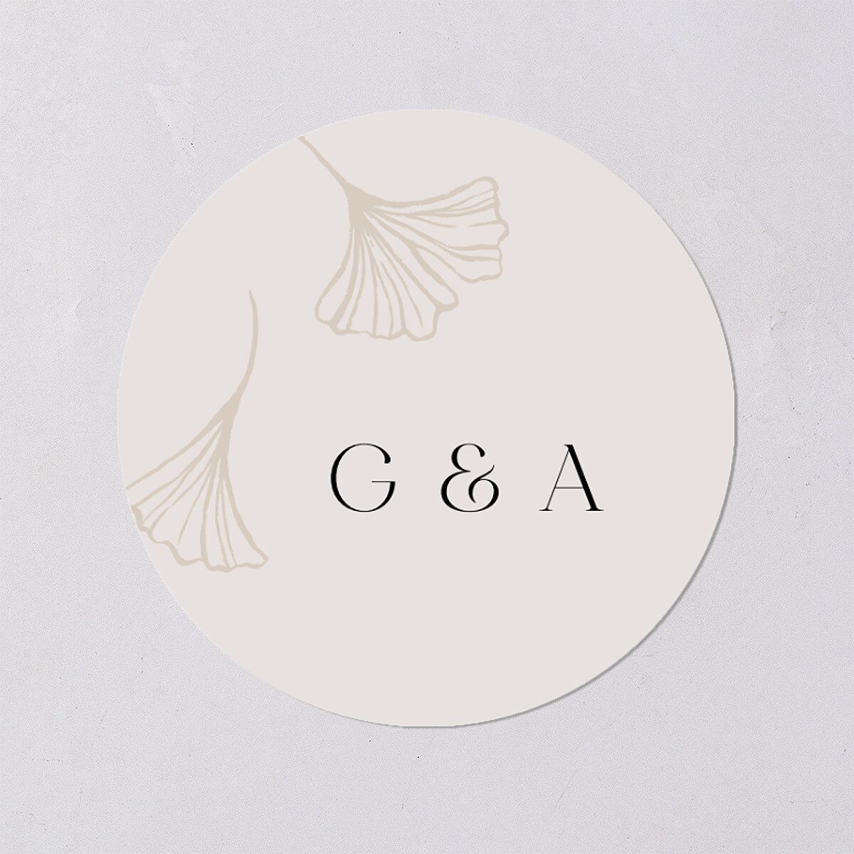 Ginkgo Leaves Wedding Stickers Champagne Circle