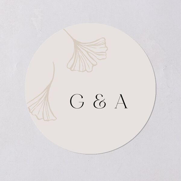 Ginkgo Leaves Wedding Stickers Champagne Circle